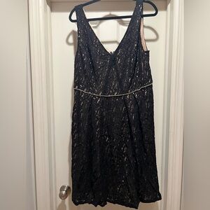 Adrianna Papell Black Sleeveless Lace Dress